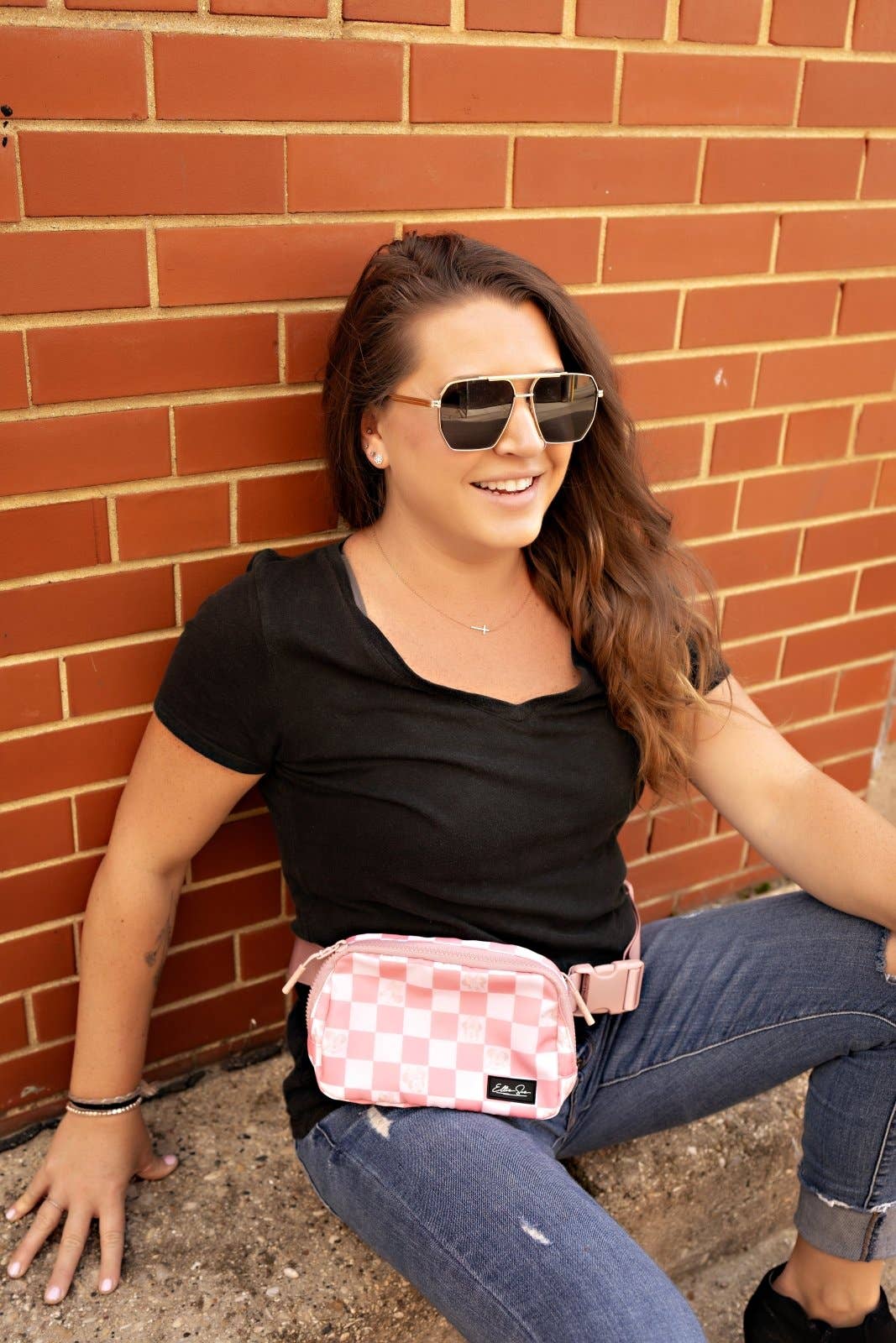 Sweet Ellie Sue - Rose Checkers Belt Bag
