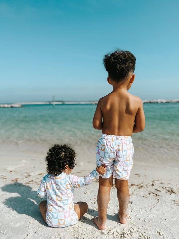 Sweet P Baby Co. - Checkered Magic Boys Swim Shorts - UPF 50
