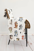 Load image into Gallery viewer, Sweet Ellie Sue - Blue Dog & Friends Throw Blanket - White