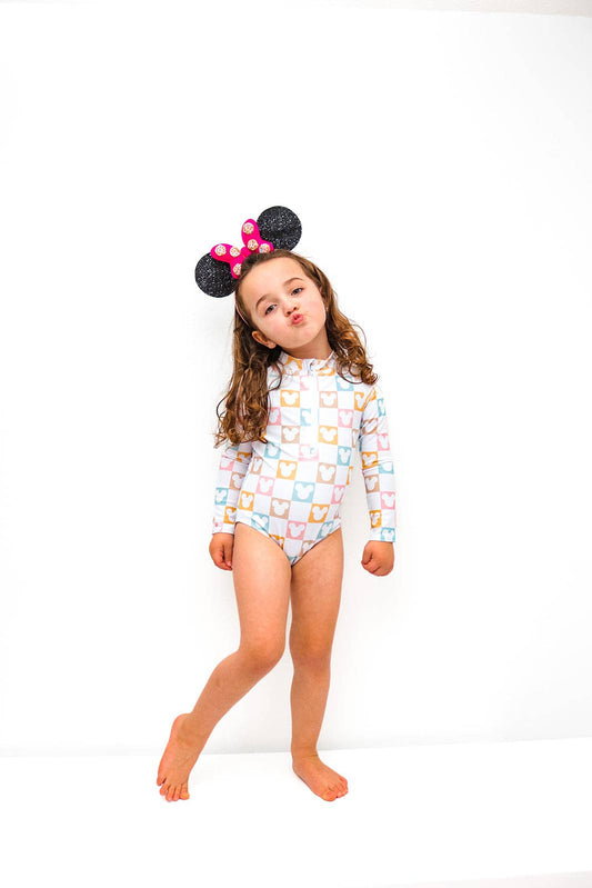 Sweet P Baby Co. - Checkered Magic Long Sleeve Swimsuit - UPF 50