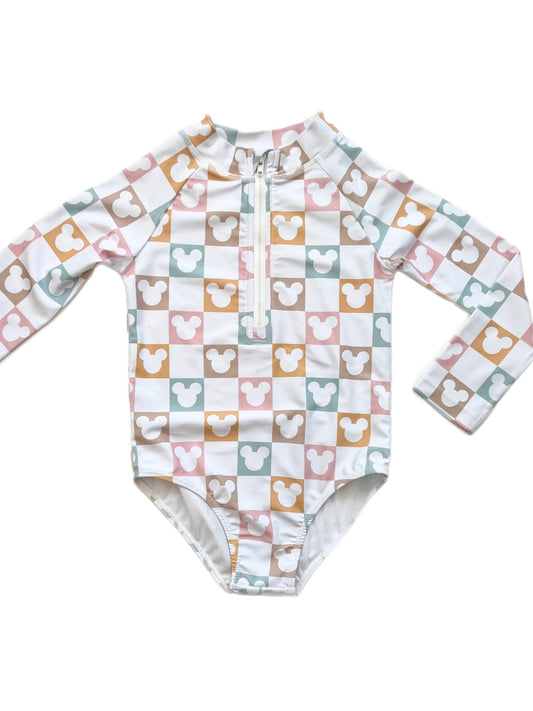 Sweet P Baby Co. - Checkered Magic Long Sleeve Swimsuit - UPF 50