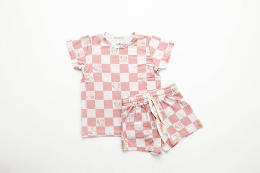 Sweet Ellie Sue - Rose Checkers Shorts Set